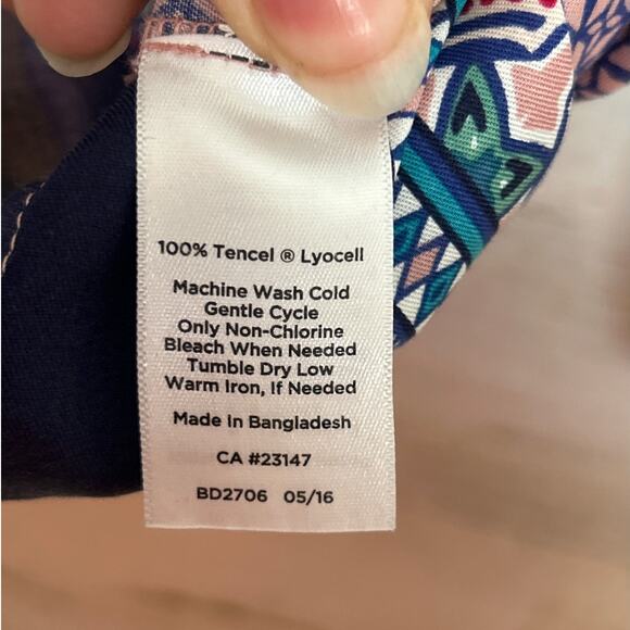 Talbots Women's Small blue pink Boho Tencel 3/4 sleeve lightweight top blouse - Picture 4 of 6